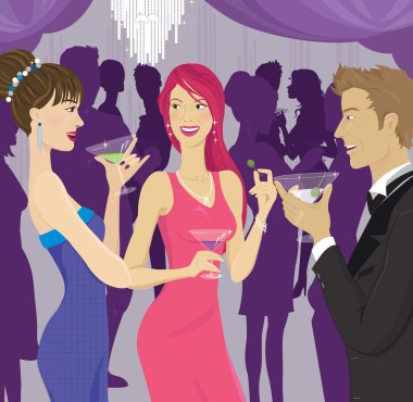 socializing at a cocktail party clipart