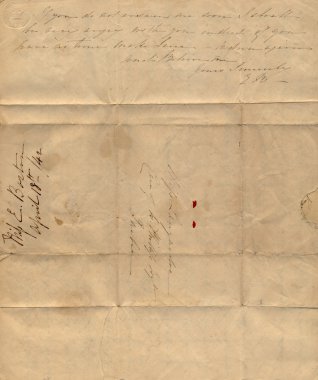 An old letter with fold marks and faded handwriting clipart