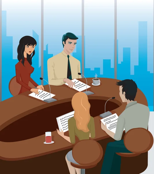 Uma reunião de negócios em uma mesa redonda — Fotografia de Stock