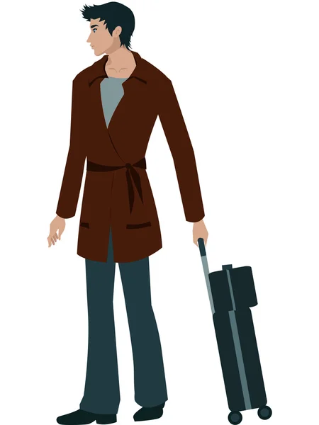 Человек с тележкой с чемоданом — стоковое фото