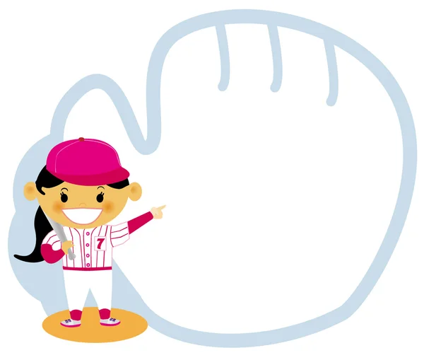 Młoda dziewczyna ubrana w baseball z rysowania linii o — Zdjęcie stockowe