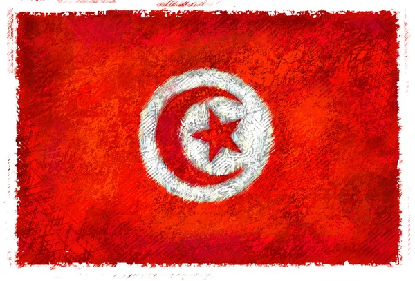 Drawing of the flag of Tunisia — Stock Photo, Image