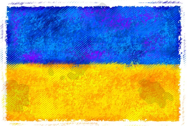 Ritning av flagga Ukraina — Stockfoto