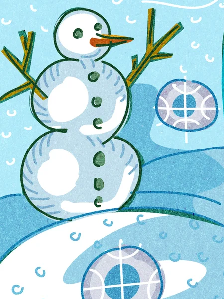 Снеговик в снегу — стоковое фото