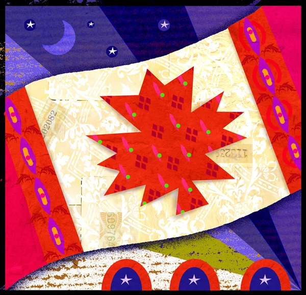 加拿大国旗的绘制 — 图库照片