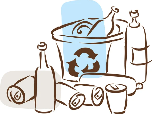 A reciclagem de latas e garrafas — Fotografia de Stock