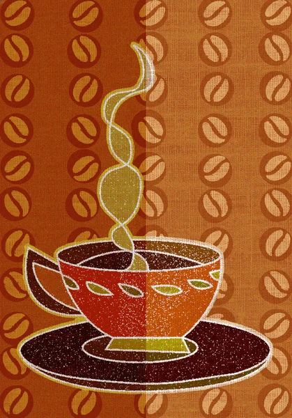 Drawing of a steaming cup of coffee — Stock Photo, Image