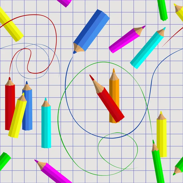 Цветные карандаши и линии, бесшовная текстура — стоковый вектор