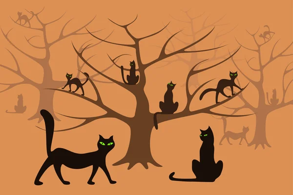 stock vector Cat forest