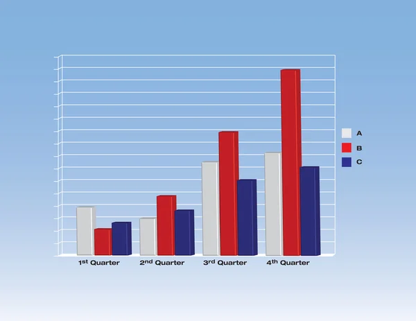 Silver-röd-blå bar graph — Stockfoto