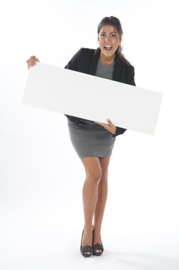 Enthusiastic advertiser with poster clipart