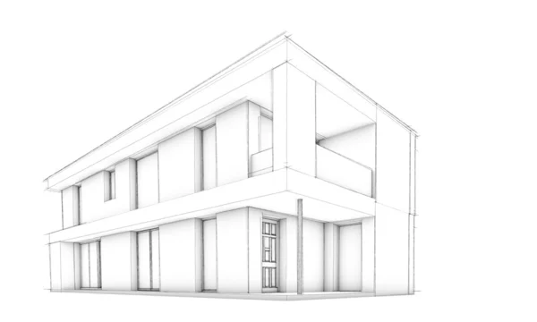 Sketch of modern house – single object — Stock Photo, Image