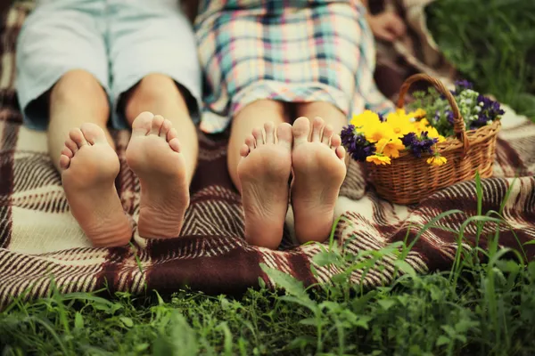 stock image Feet of a couple