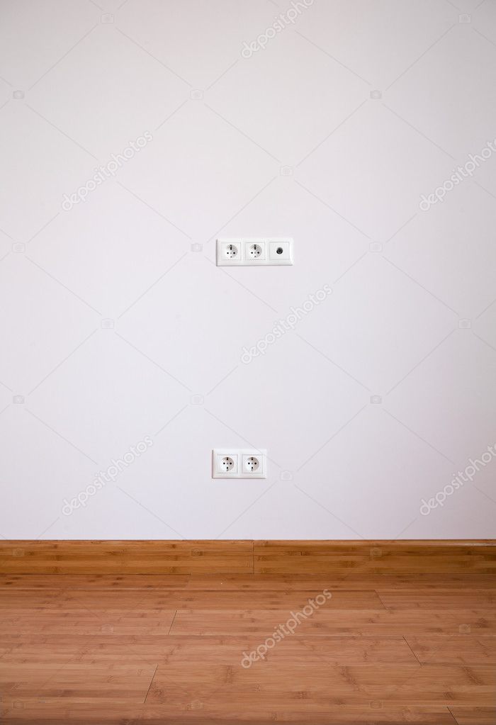Interior Wall With Domestic Power Outlet Stock Photo