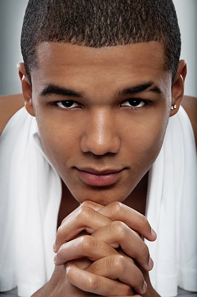 stock image Full face portrait of an african young athletic man