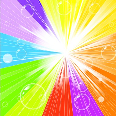 Happy colrful rainbow background with bubbles clipart