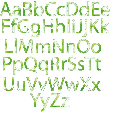 Green alphabet with flowers