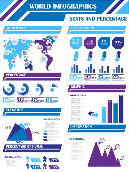 Infographic bevolkingssamenstelling 9 paarse — Stockvector