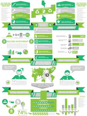 INFOGRAPHIC DEMOGRAPHICS BUSINESS GREEN clipart