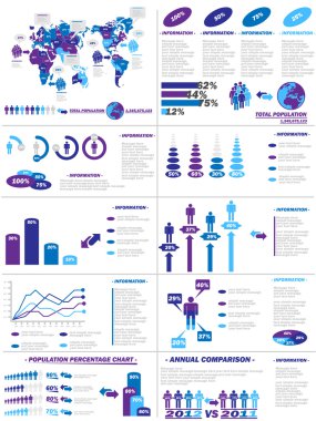 INFOGRAPHIC DEMOGRAPHICS WEB ELEMENTS PURPLE clipart