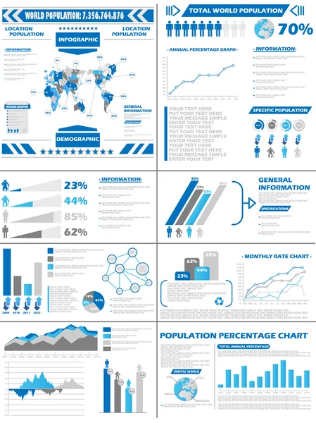 Infographic πληθυσμού δημογραφικά στοιχεία — Διανυσματικό Αρχείο