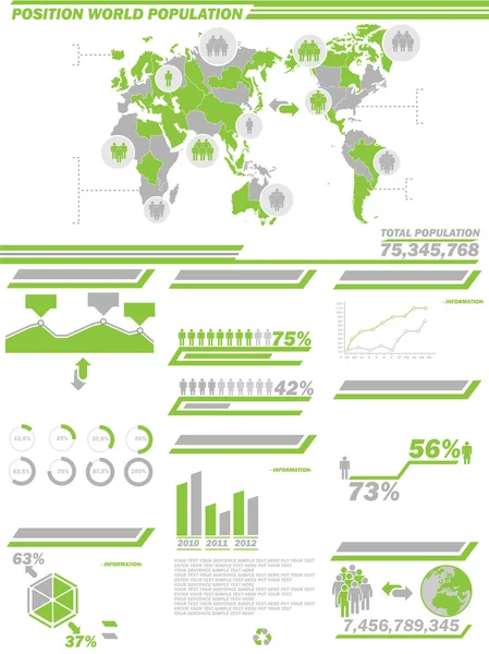 Infographic demografický vývoj obyvatelstva 2 zelená — Stockový vektor
