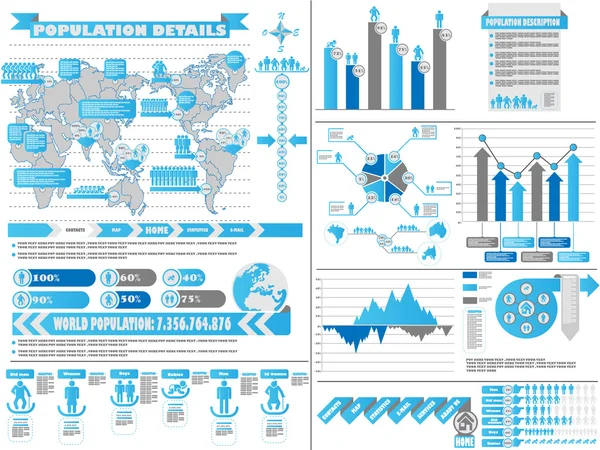 Демографія 2 синій інфографіки — стоковий вектор