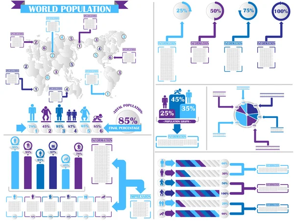 Infographic bevolkingssamenstelling 4 paarse — Stockvector