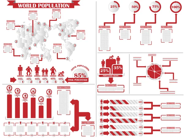 Infographic bevolkingssamenstelling 4 rood — Stockvector