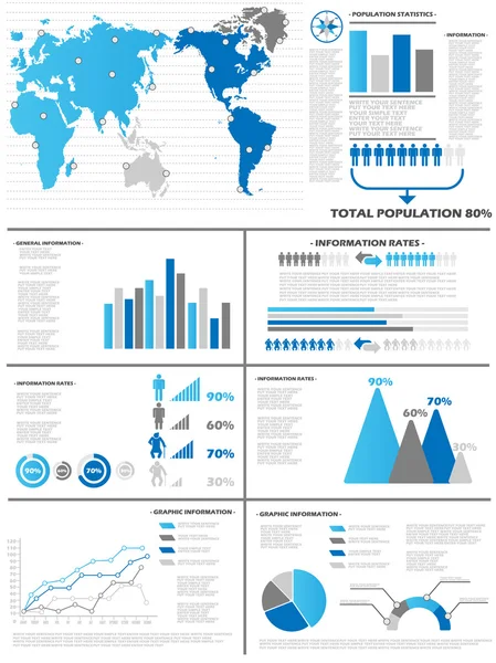 人口统计数据信息图 6 蓝色 — 图库矢量图片