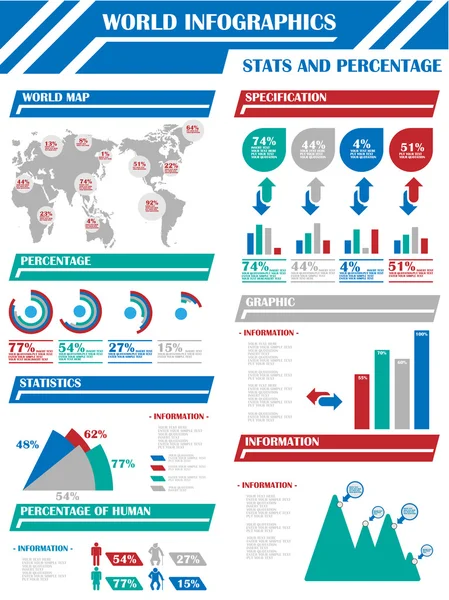 Infografik Demographie 9 blau — Stockvektor