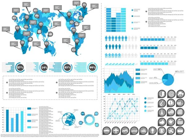 Infographic bevolkingssamenstelling blue 2 — Stockvector