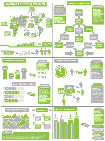 Infographic 인구 녹색 11 — 스톡 벡터