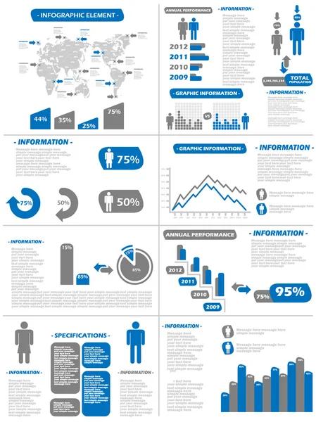 Infographic bevolkingssamenstelling nieuwe stijl blauwe — Stockvector