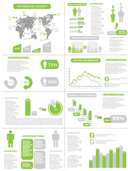 Infographic bevolkingssamenstelling nieuwe stijl groen — Stockvector