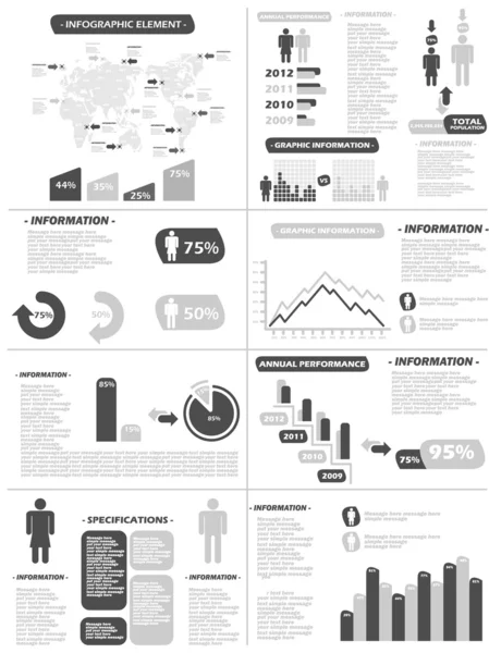 Infographic bevolkingssamenstelling nieuwe stijl grijs — Stockvector