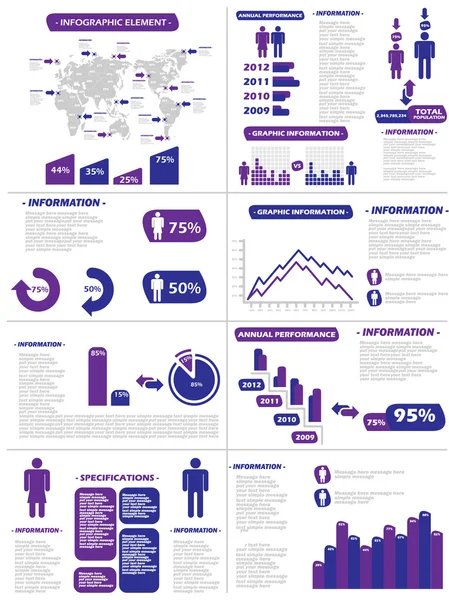 Infographic bevolkingssamenstelling nieuwe stijl paarse — Stockvector