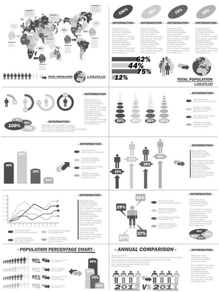 Infographic δημογραφικά στοιχεία web στοιχεία γκρι — Διανυσματικό Αρχείο