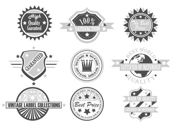 SET OF VINTAGE LABEL COLLECTION BICOLOUR GREY — Stock Vector