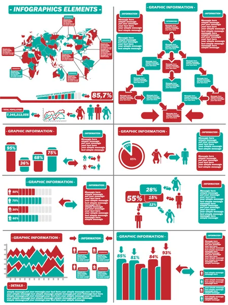 Δημογραφικά στοιχεία Infographic 11 κόκκινο — Διανυσματικό Αρχείο