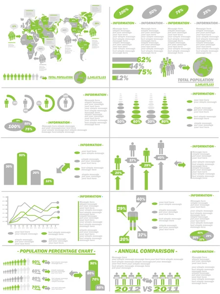 人口统计学信息图表 web 元素绿色 — 图库矢量图片