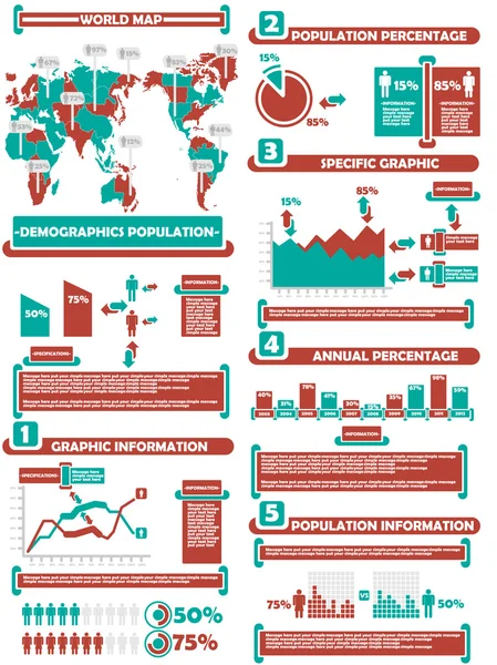 信息图表人口统计学世界百分比 — 图库矢量图片