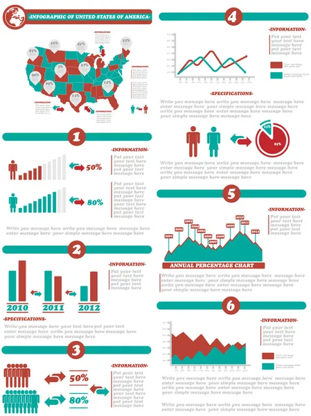 Infographic Bevolkingssamenstelling van Staten van Amerika — Stockvector