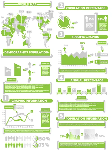 Infographic demograp dünya yüzdesini yeşil — Stok Vektör