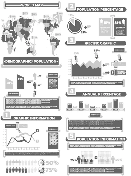 Infographic demograp wereld percentage grijs — Stockvector