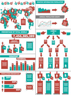 INFOGRAPHIC DEMOGRAPHICS POST IT RED clipart