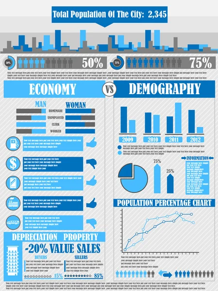 Infographics stad blauw — Stockvector