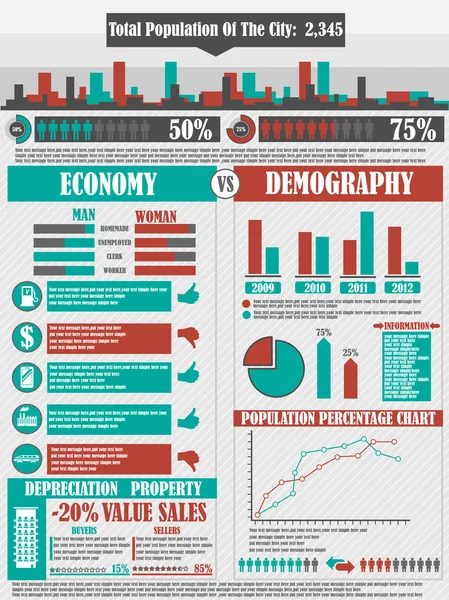 Infographics stad rood — Stockvector