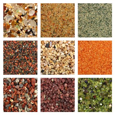 Collage of colorful sand samples clipart