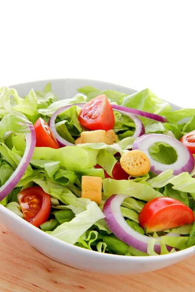 Internationaler grüner Salat mit Tomaten Ende Union — Stockfoto